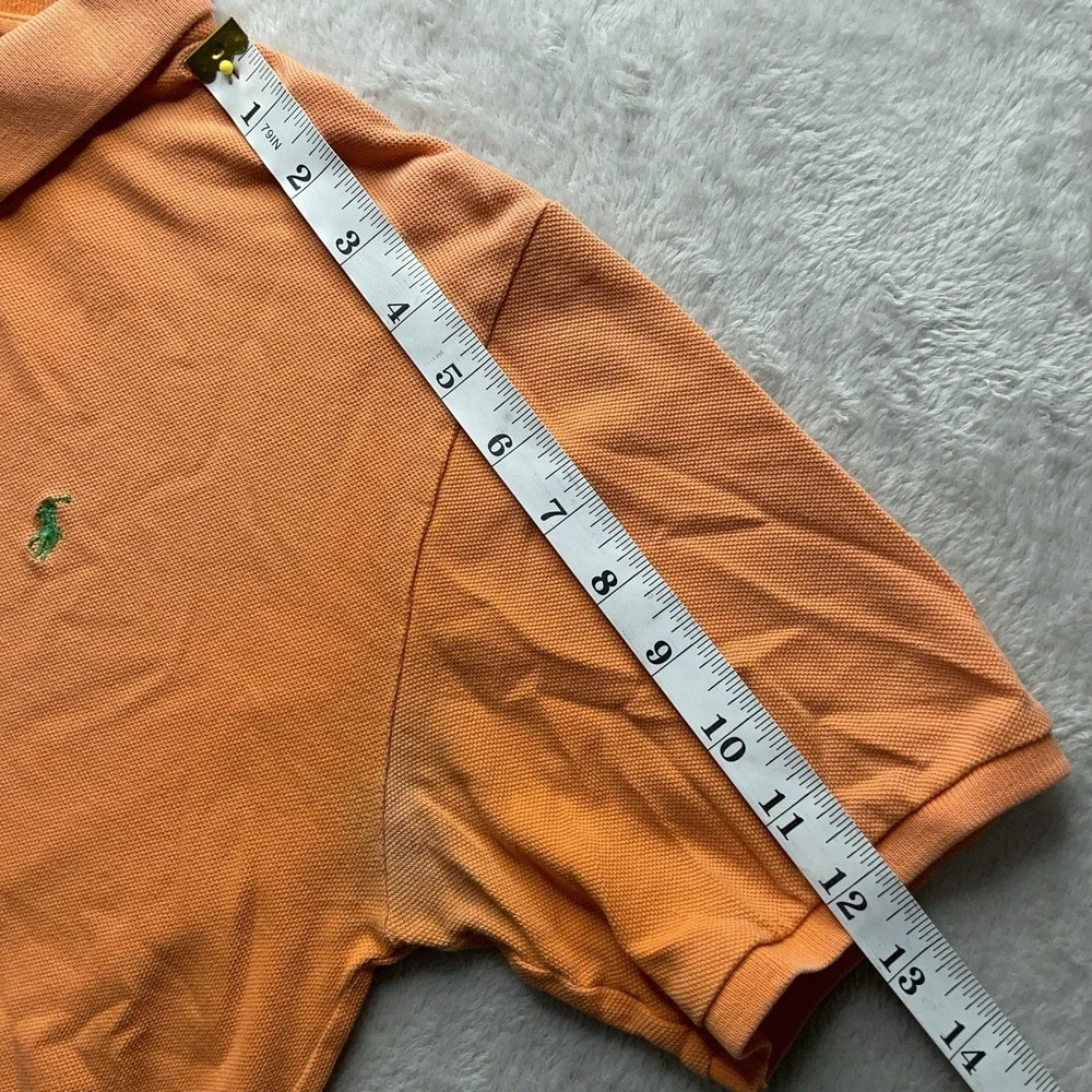 Polo Ralph Lauren Boys XL Orange Polo Shirt Green Pony Sunfaded Casual Preppy